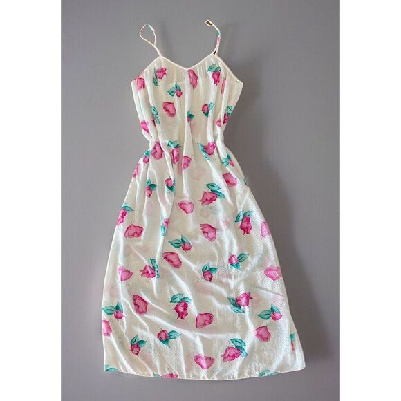 Mary McFadden Floral White Nightgown Vintage Neiman Marcus‎ Medium